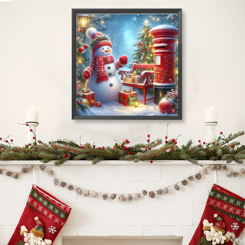 Christmas Snowman And Mailbox - Full Round Drill Diamond Painting 40*40CM