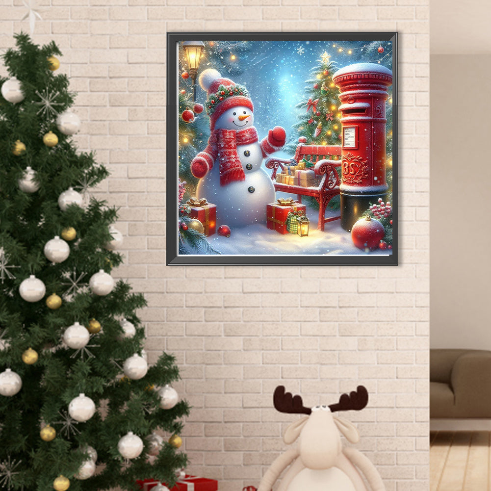 Christmas Snowman And Mailbox - Full Round Drill Diamond Painting 40*40CM