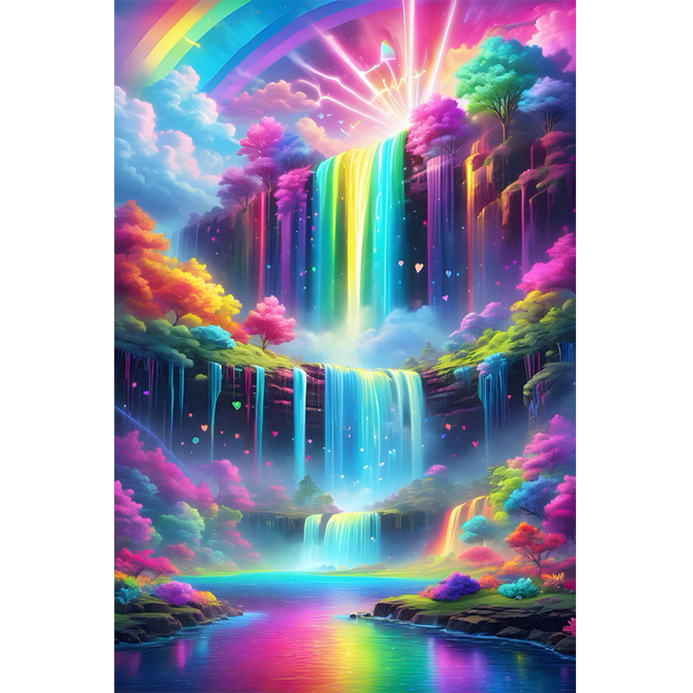 Colorful Waterfall - Full Round Drill Diamond Painting 40*60CM