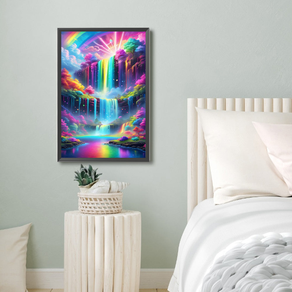 Colorful Waterfall - Full Round Drill Diamond Painting 40*60CM