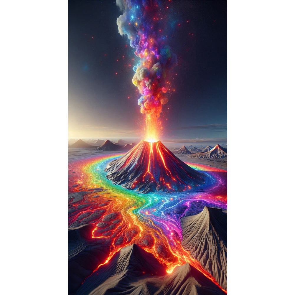 Colorful Volcano Eruption - Full Round Drill Diamond Painting 40*70CM