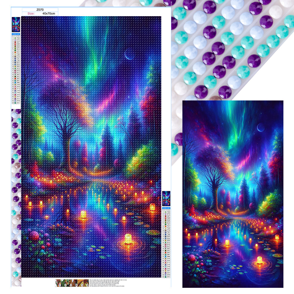 Colorful Aurora And Lights - Full Round Drill Diamond Painting 40*70CM