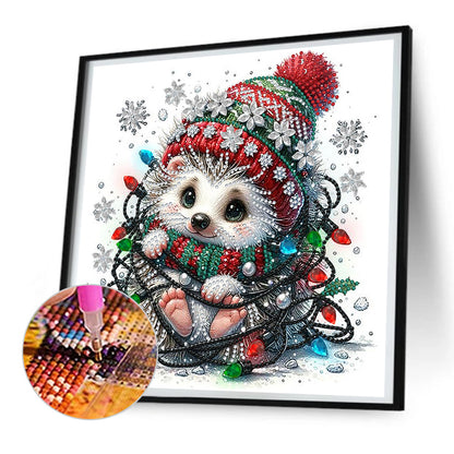 Christmas Lights And Little Hedgehog - Special Shaped Drill Diamond Painting 30*30CM