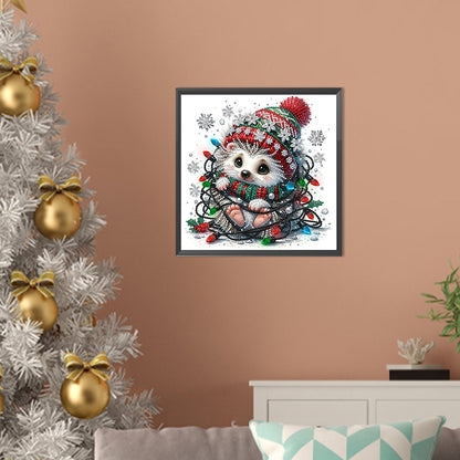 Christmas Lights And Little Hedgehog - Special Shaped Drill Diamond Painting 30*30CM