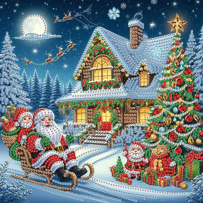 Christmas Atmosphere House - Special Shaped Drill Diamond Painting 30*30CM