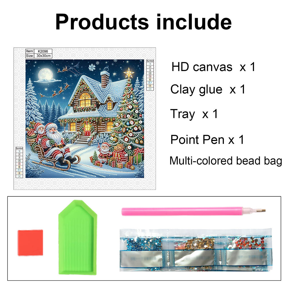 Christmas Atmosphere House - Special Shaped Drill Diamond Painting 30*30CM