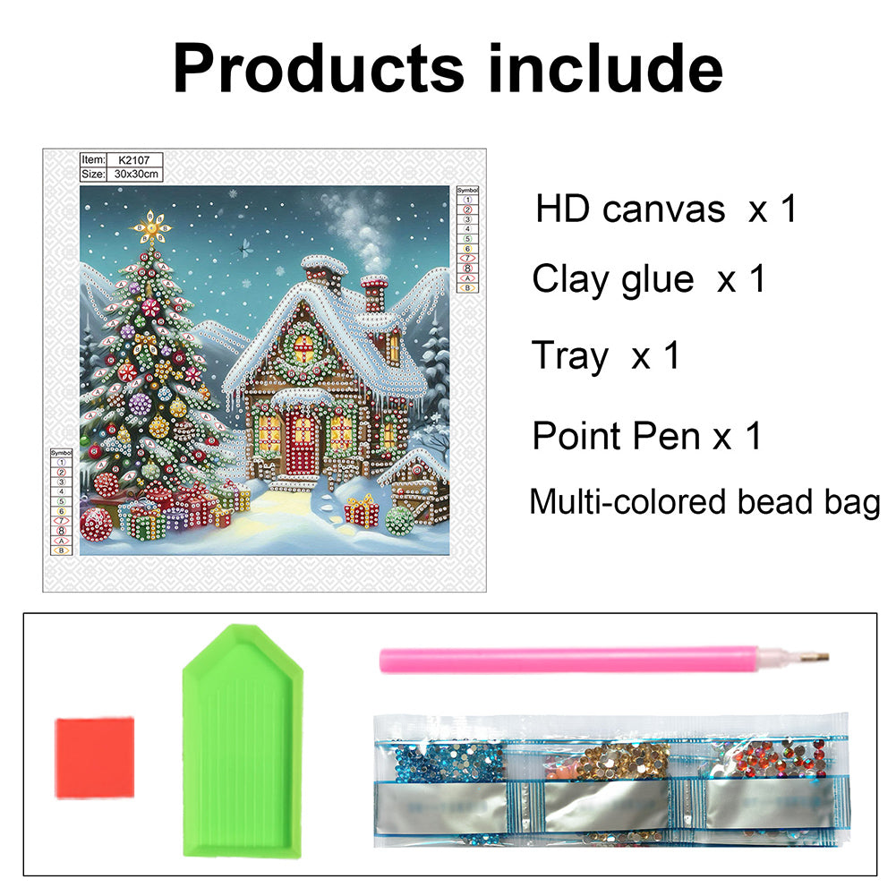 Christmas Atmosphere House - Special Shaped Drill Diamond Painting 30*30CM