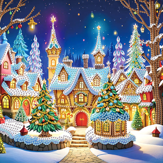 Christmas Atmosphere House - Special Shaped Drill Diamond Painting 30*30CM