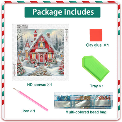 Christmas Atmosphere House - Special Shaped Drill Diamond Painting 30*30CM