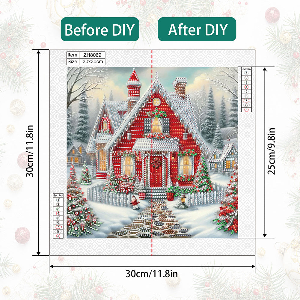 Christmas Atmosphere House - Special Shaped Drill Diamond Painting 30*30CM