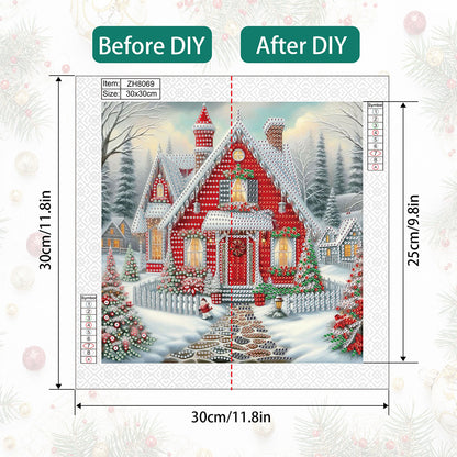 Christmas Atmosphere House - Special Shaped Drill Diamond Painting 30*30CM