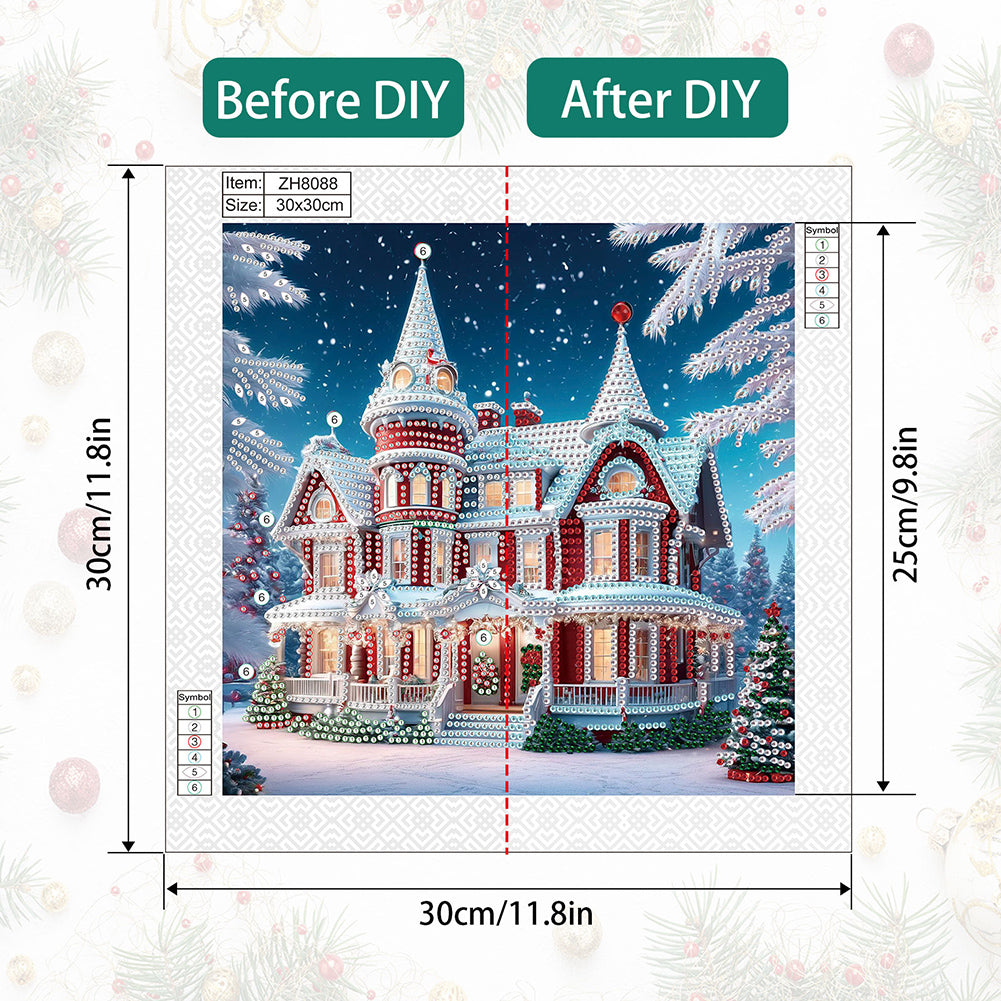 Christmas Atmosphere House - Special Shaped Drill Diamond Painting 30*30CM