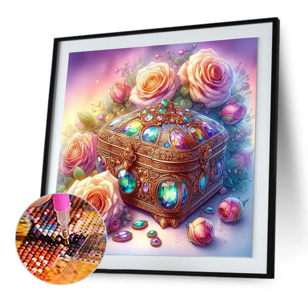 Rose Treasure Box - Full Round Drill Diamond Painting 30*30CM