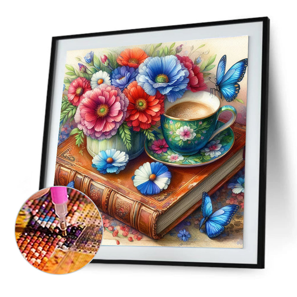 Bouquet Coffee Butterfly - Full Round Drill Diamond Painting 30*30CM