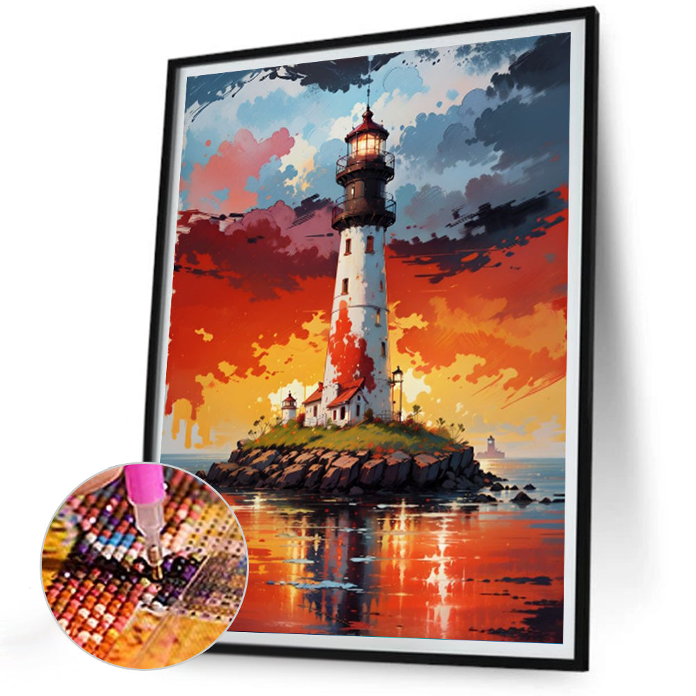 Lighthouse In The Sea - Full Round Drill Diamond Painting 30*40CM