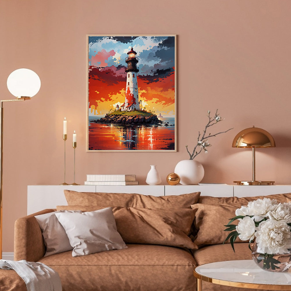 Lighthouse In The Sea - Full Round Drill Diamond Painting 30*40CM