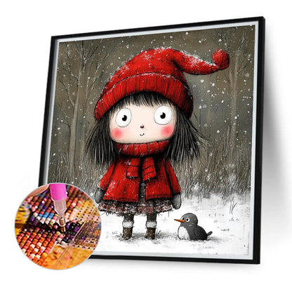 Cartoon Little Red Riding Hood Girl - Full Round Drill Diamond Painting 40*40CM