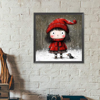 Cartoon Little Red Riding Hood Girl - Full Round Drill Diamond Painting 40*40CM