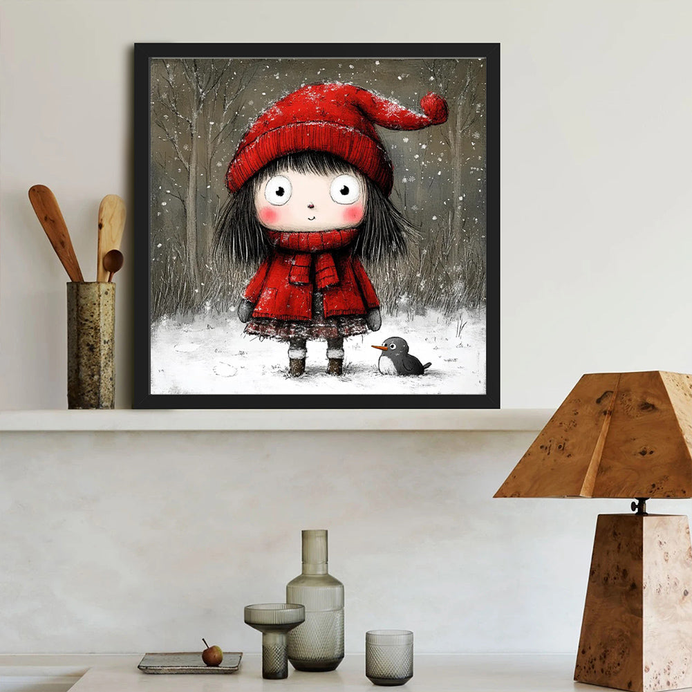 Cartoon Little Red Riding Hood Girl - Full Round Drill Diamond Painting 40*40CM