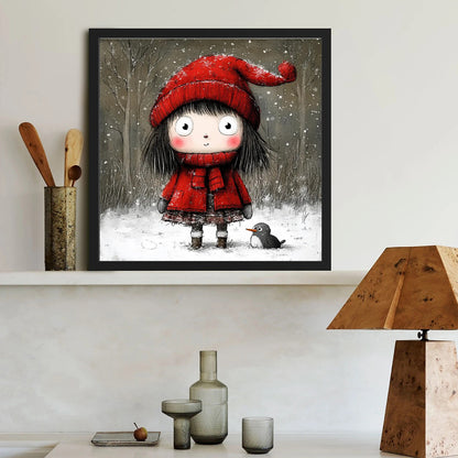 Cartoon Little Red Riding Hood Girl - Full Round Drill Diamond Painting 40*40CM
