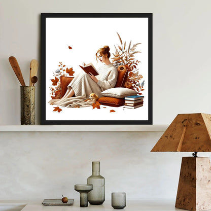 Girl Reading A Book - Full Round Drill Diamond Painting 40*40CM