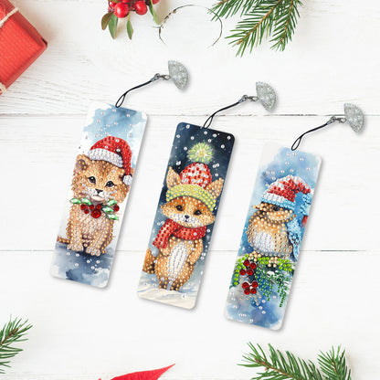 3Pcs Special Shape Christmas Animals Diamond Painting Bookmark for Bookworms