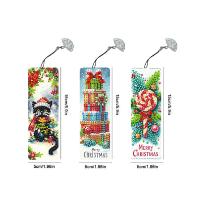 3Pcs Special Shape Merry Christmas Diamond Painting Bookmark for Bookworms