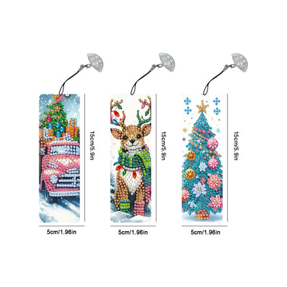 3Pcs Special Shape Christmas Tree Elk Truck Diamond Painting Bookmark