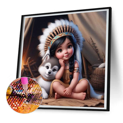 Indian Child - Full Round Drill Diamond Painting 30*30CM