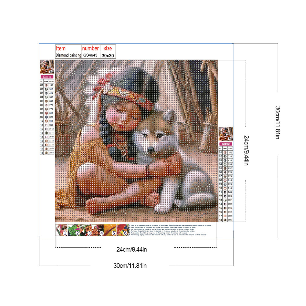 Indian Child - Full Round Drill Diamond Painting 30*30CM