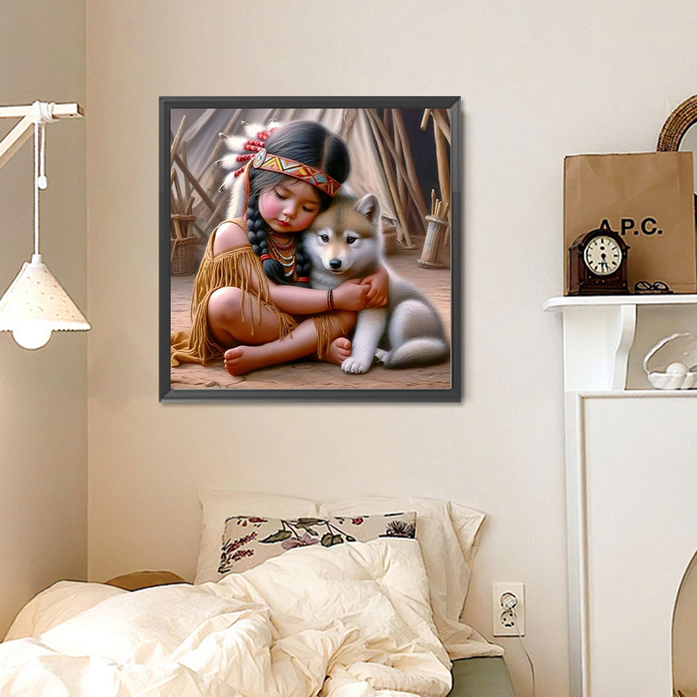 Indian Child - Full Round Drill Diamond Painting 30*30CM