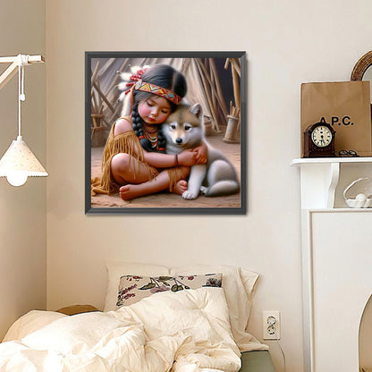 Indian Child - Full Round Drill Diamond Painting 30*30CM