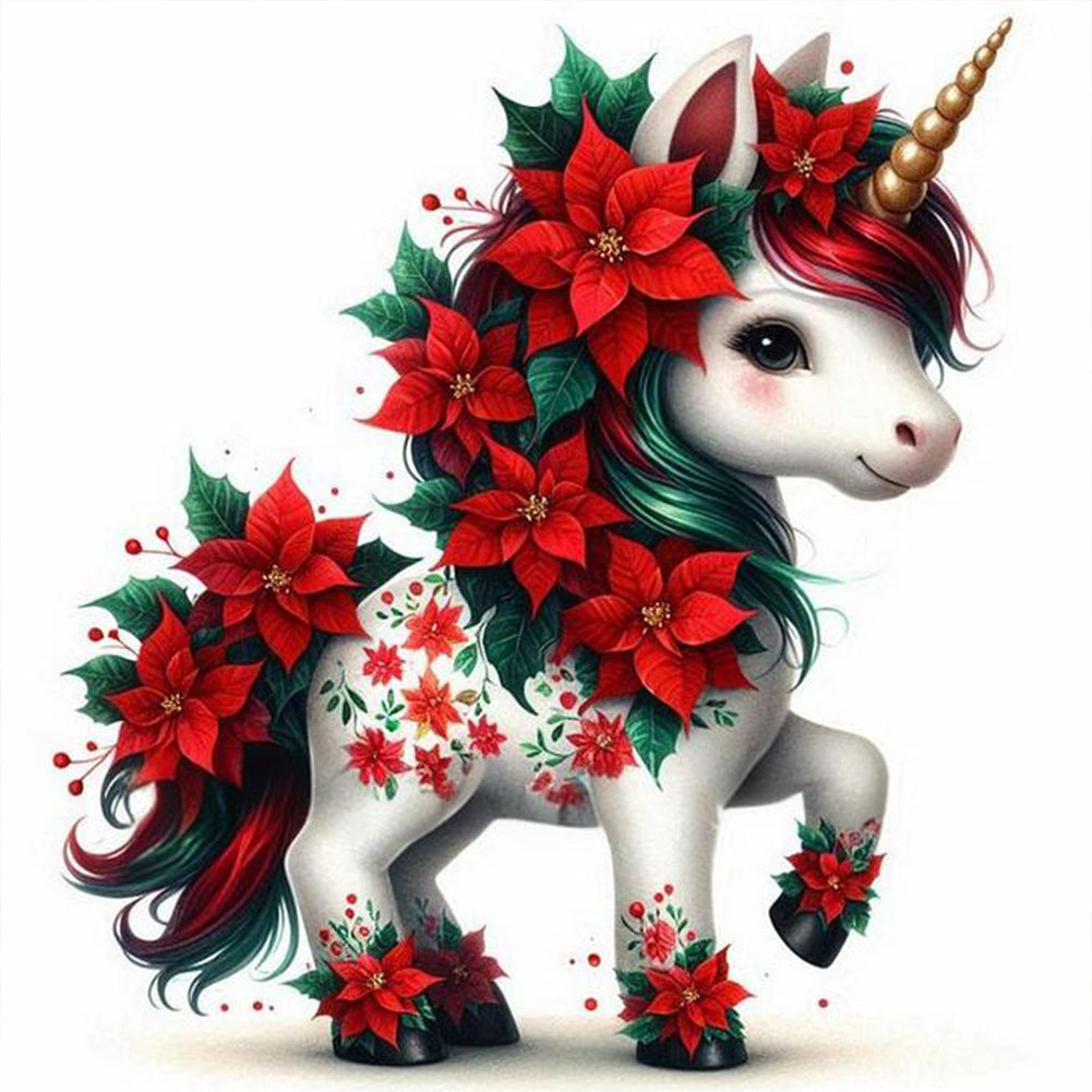 Christmas Unicorn - Full Round Drill Diamond Painting 30*30CM