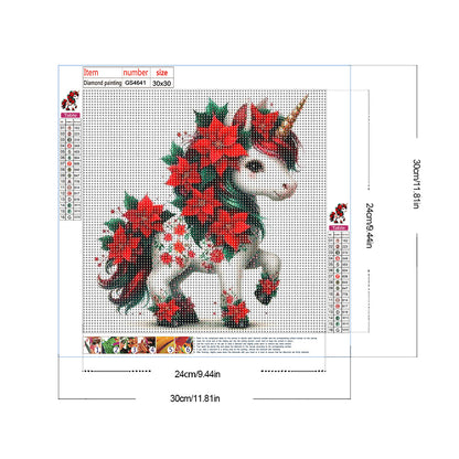 Christmas Unicorn - Full Round Drill Diamond Painting 30*30CM