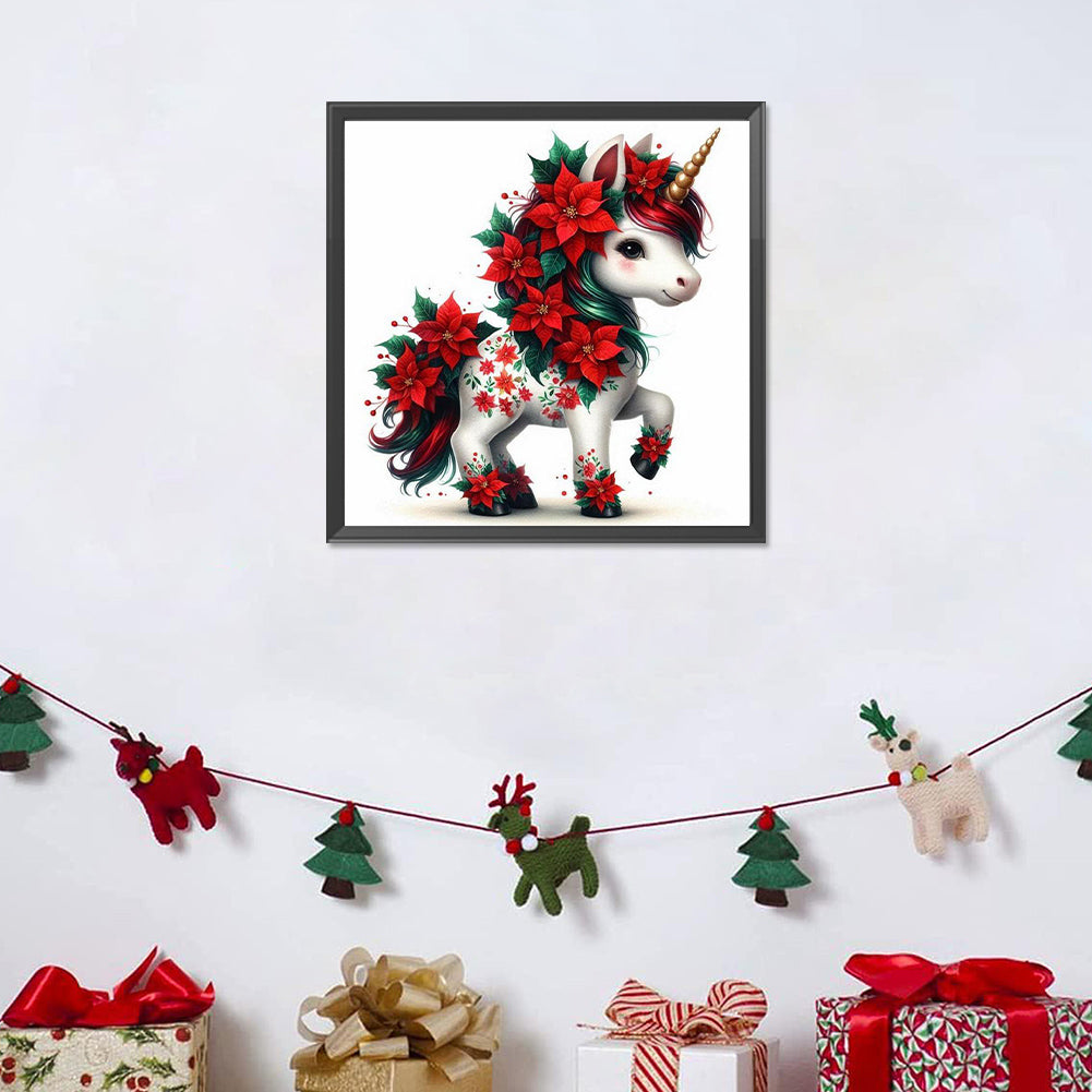 Christmas Unicorn - Full Round Drill Diamond Painting 30*30CM