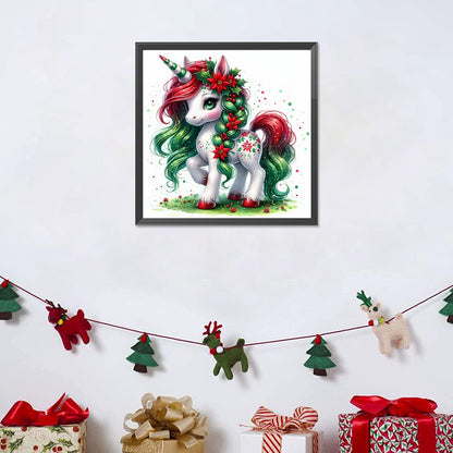 Christmas Unicorn - Full Round Drill Diamond Painting 30*30CM