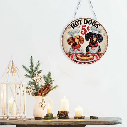 Thanksgiving Diamond Painting Hanging Pendant Window Decor (Hot Dog Dachshund)