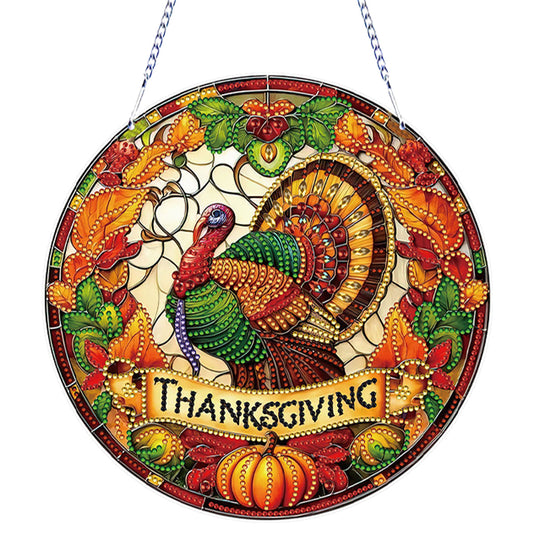 Thanksgiving Diamond Painting Hanging Pendant Window Decor (Thanksgiving Turkey)