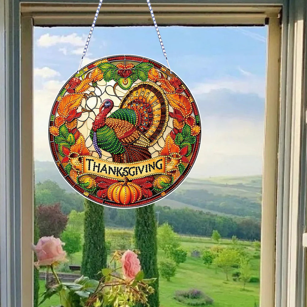 Thanksgiving Diamond Painting Hanging Pendant Window Decor (Thanksgiving Turkey)