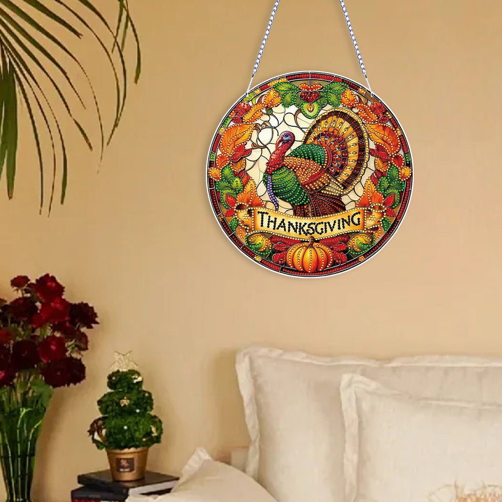 Thanksgiving Diamond Painting Hanging Pendant Window Decor (Thanksgiving Turkey)