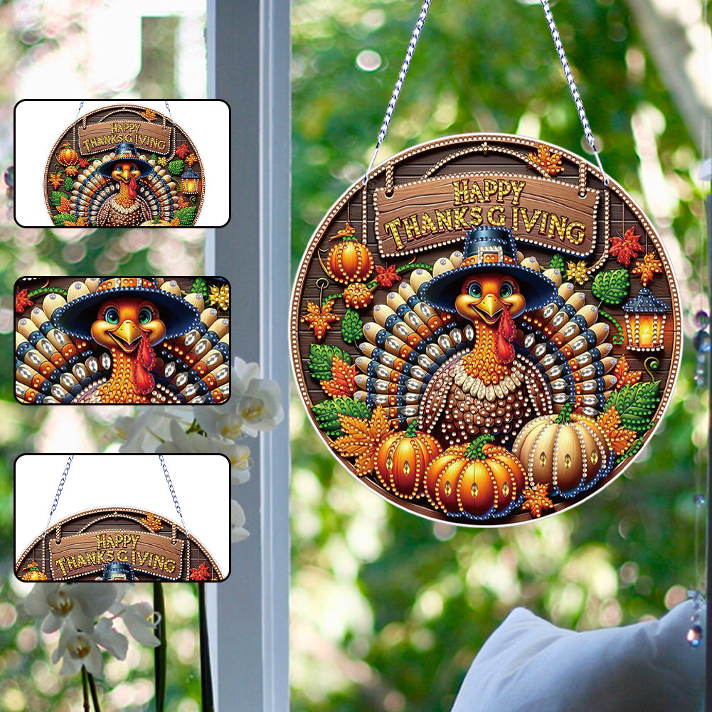 Thanksgiving Diamond Painting Hanging Pendant Window Decor (Thanksgiving Turkey)