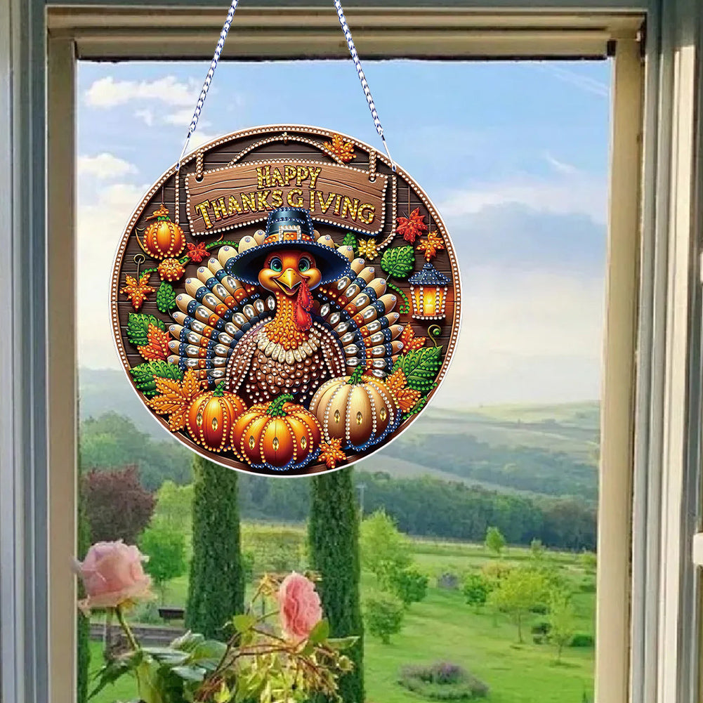 Thanksgiving Diamond Painting Hanging Pendant Window Decor (Thanksgiving Turkey)