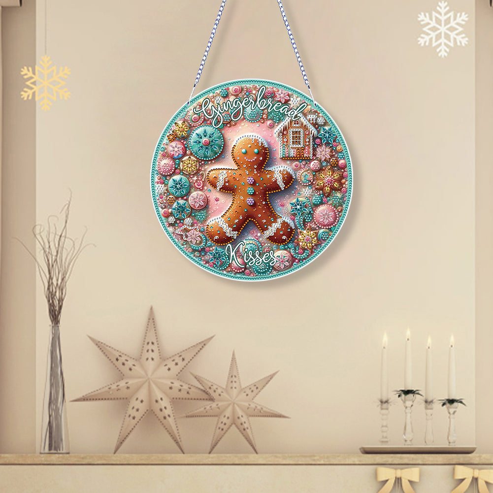 Thanksgiving Diamond Painting Hanging Pendant Window Decor (Gingerbread Man)