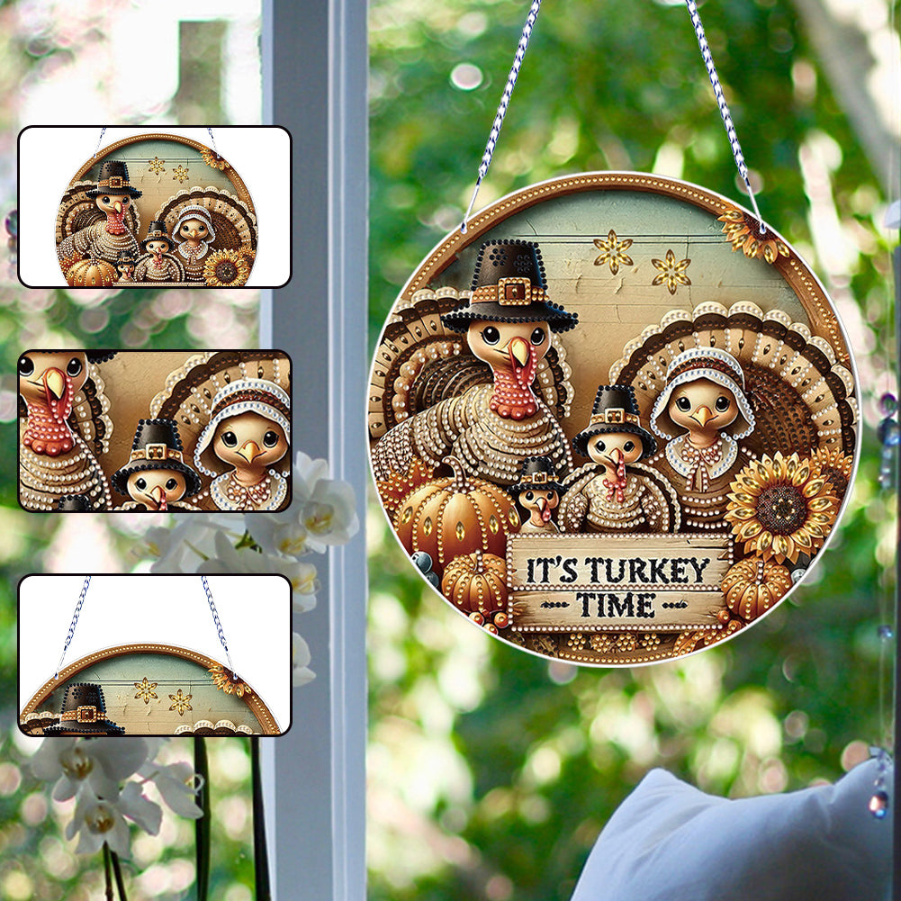 Thanksgiving Diamond Painting Hanging Pendant Window Decor (Thanksgiving Turkey)