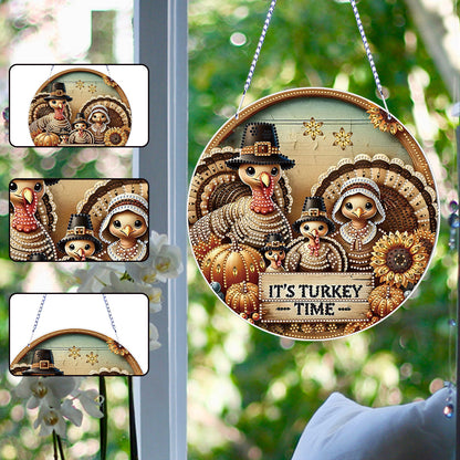 Thanksgiving Diamond Painting Hanging Pendant Window Decor (Thanksgiving Turkey)