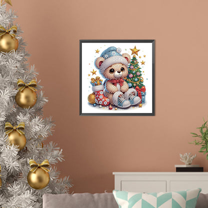 Cute Christmas Bear - Partial Special-Shaped Drill Diamond Painting 30*30CM