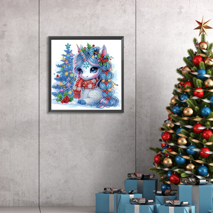 Cute Christmas Unicorn - Partial Special-Shaped Drill Diamond Painting 30*30CM