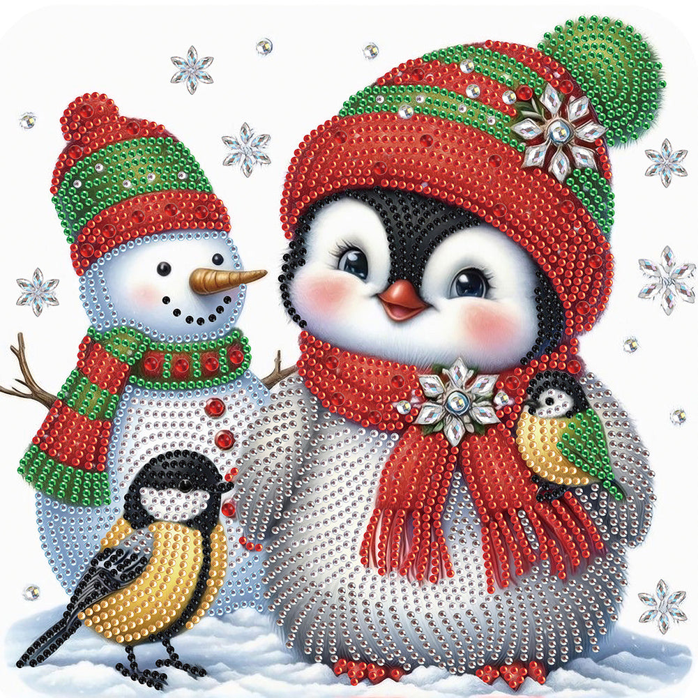 Cute Christmas Penguin - Partial Special-Shaped Drill Diamond Painting 30*30CM