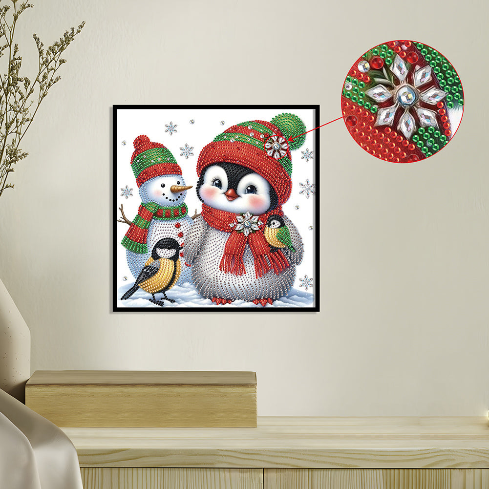 Cute Christmas Penguin - Partial Special-Shaped Drill Diamond Painting 30*30CM