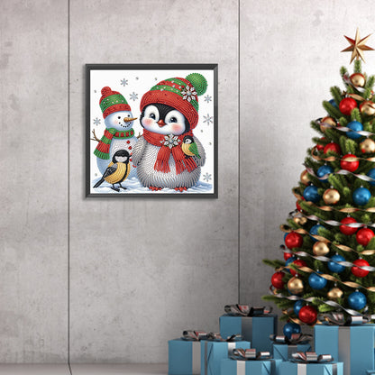 Cute Christmas Penguin - Partial Special-Shaped Drill Diamond Painting 30*30CM